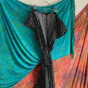 Brandy Melville Wrap Dress Black with White Floral OS